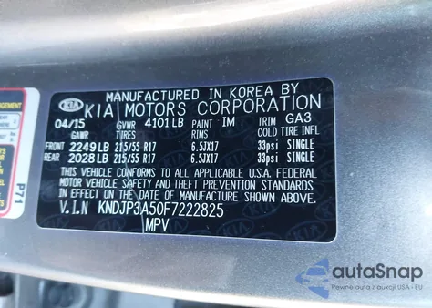 2015 Kia Soul + from USA, damaged, VIN KNDJP3A50F7222825